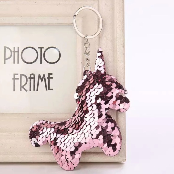 Accessories - NEW Rose Gold Sequin Unicorn Keychain Bag Charm